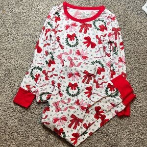 Caden Lane Red and White Festive Kids Pajama Set